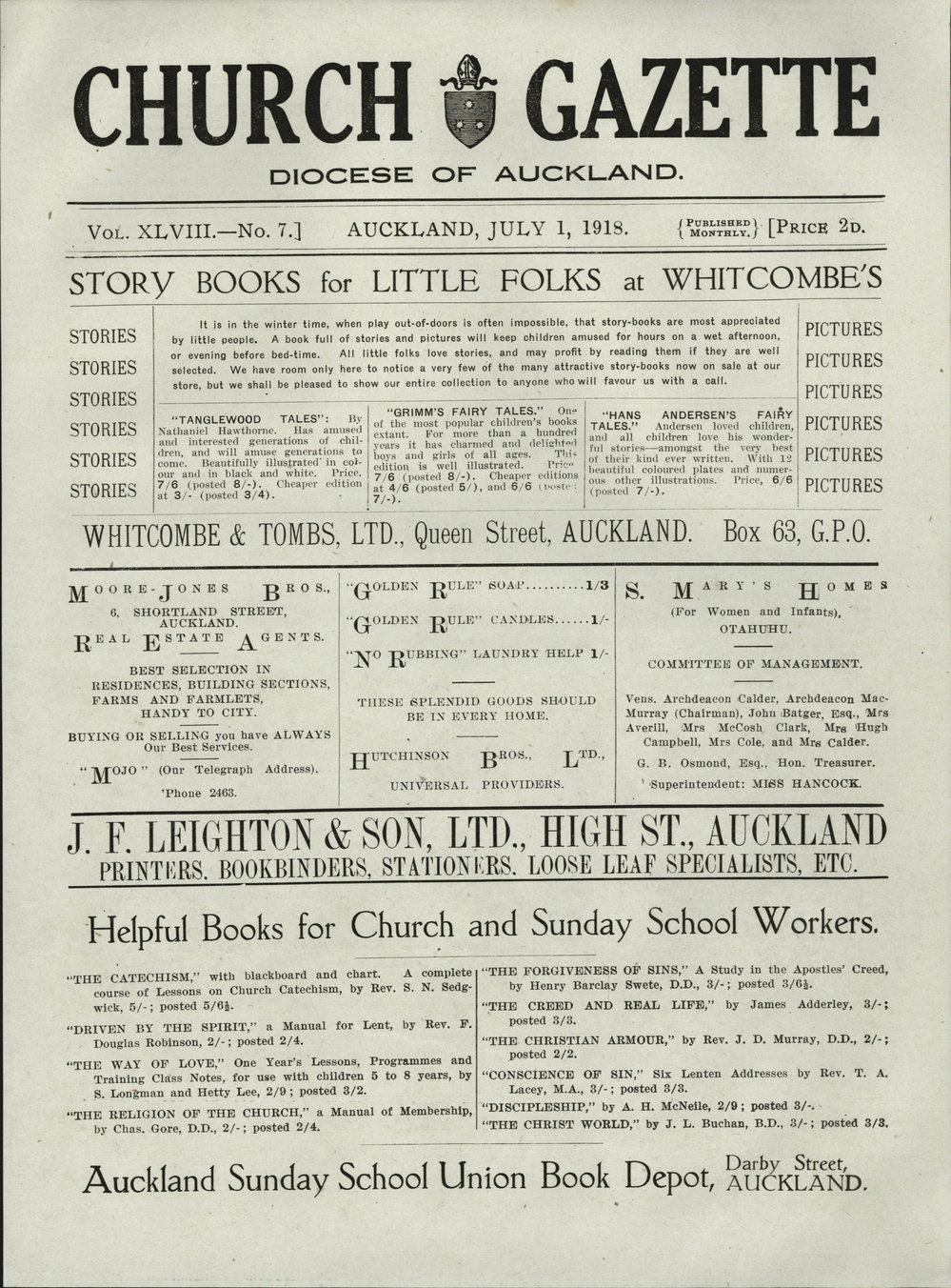 Church Gazette, Auckland: July 1918
