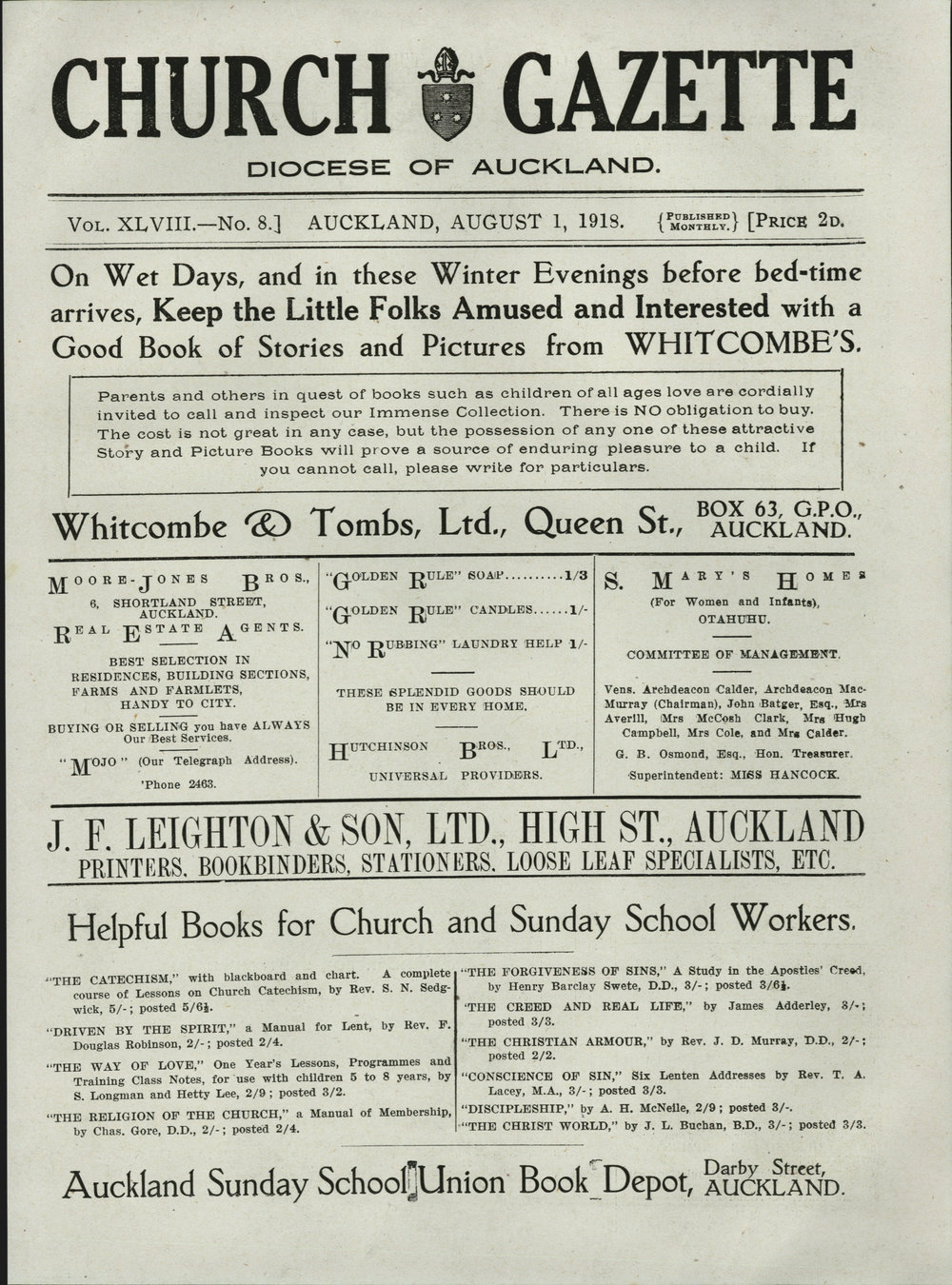 Church Gazette, Auckland: August 1918