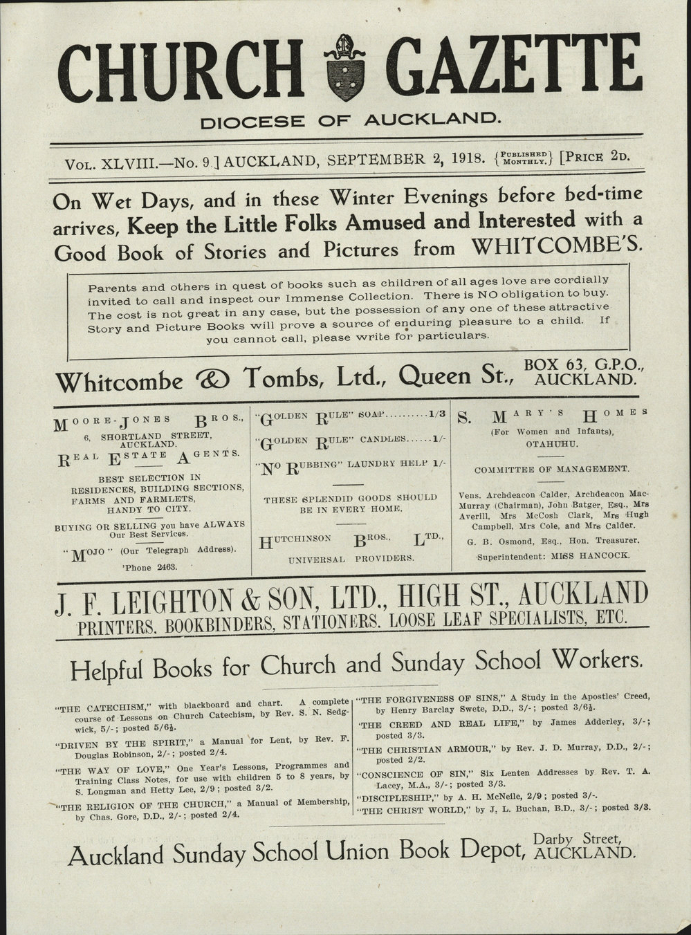 Church Gazette, Auckland: September 1918