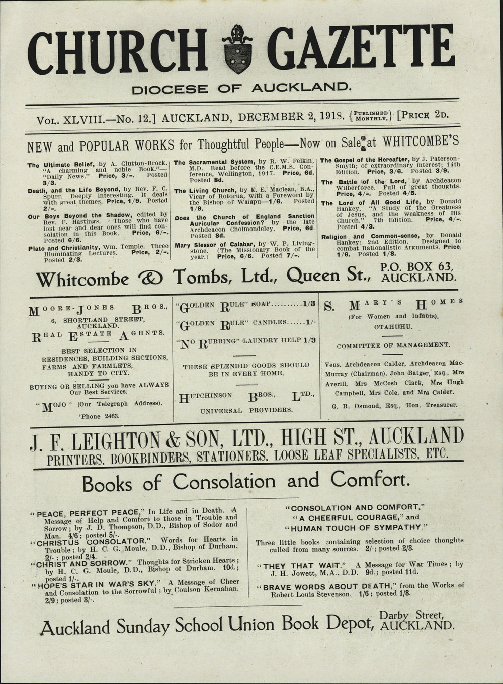 Church Gazette, Auckland: December 1918