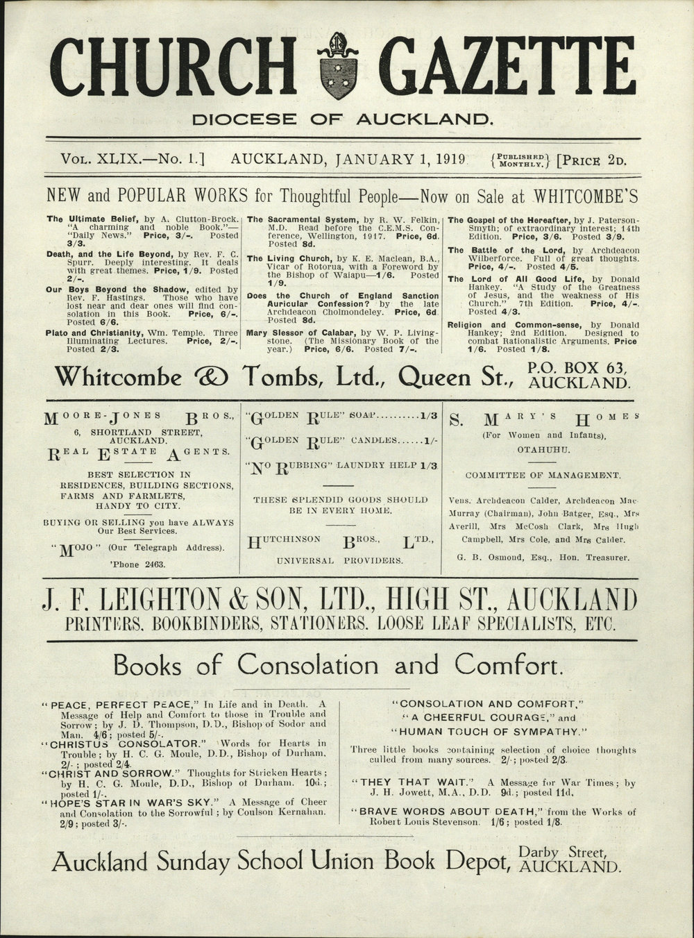 Church Gazette, Auckland: January 1919