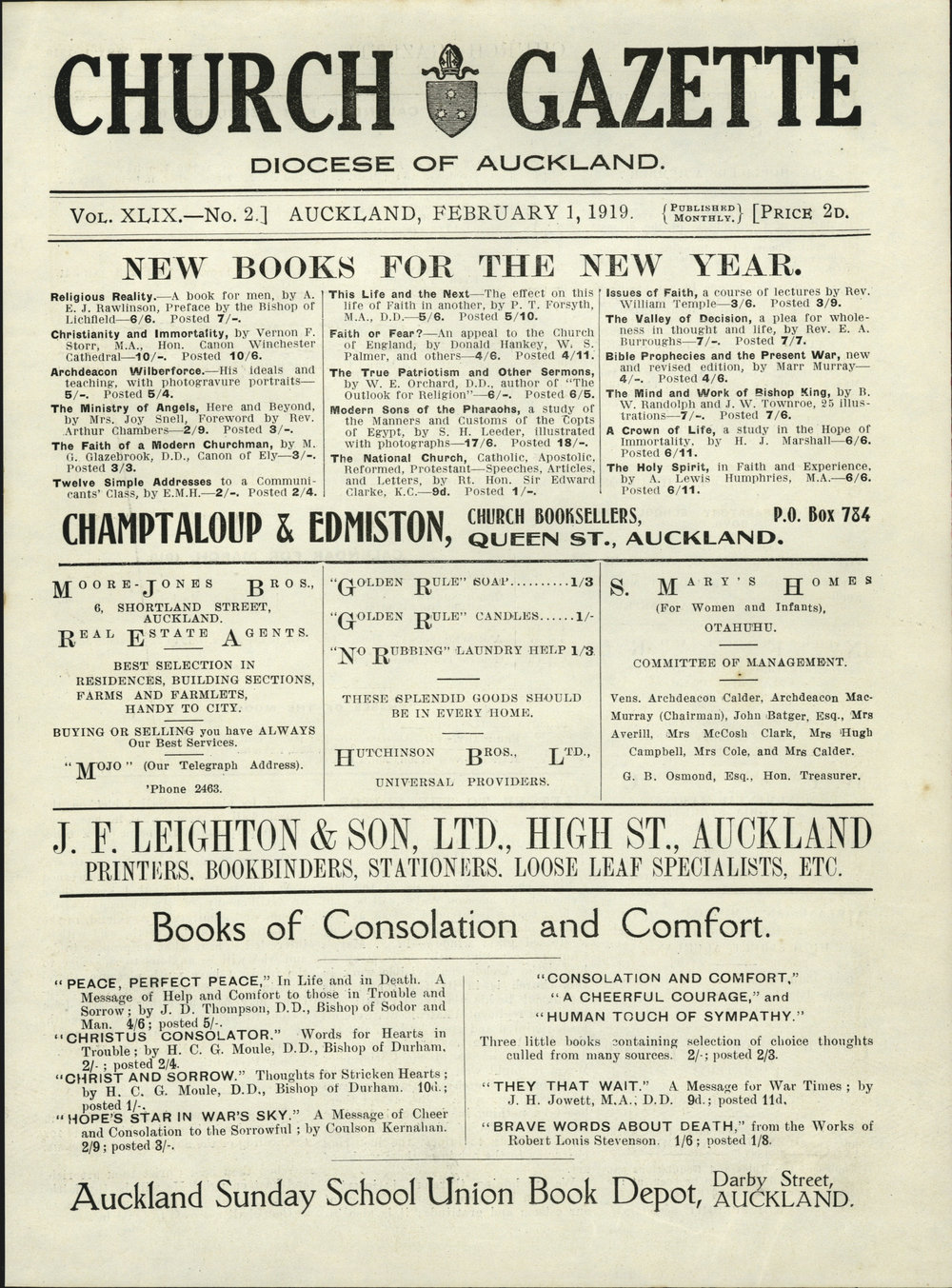 Church Gazette, Auckland: February 1919