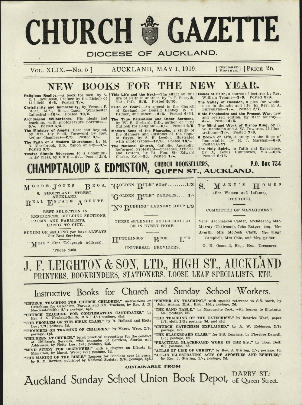 Church Gazette, Auckland: May 1919