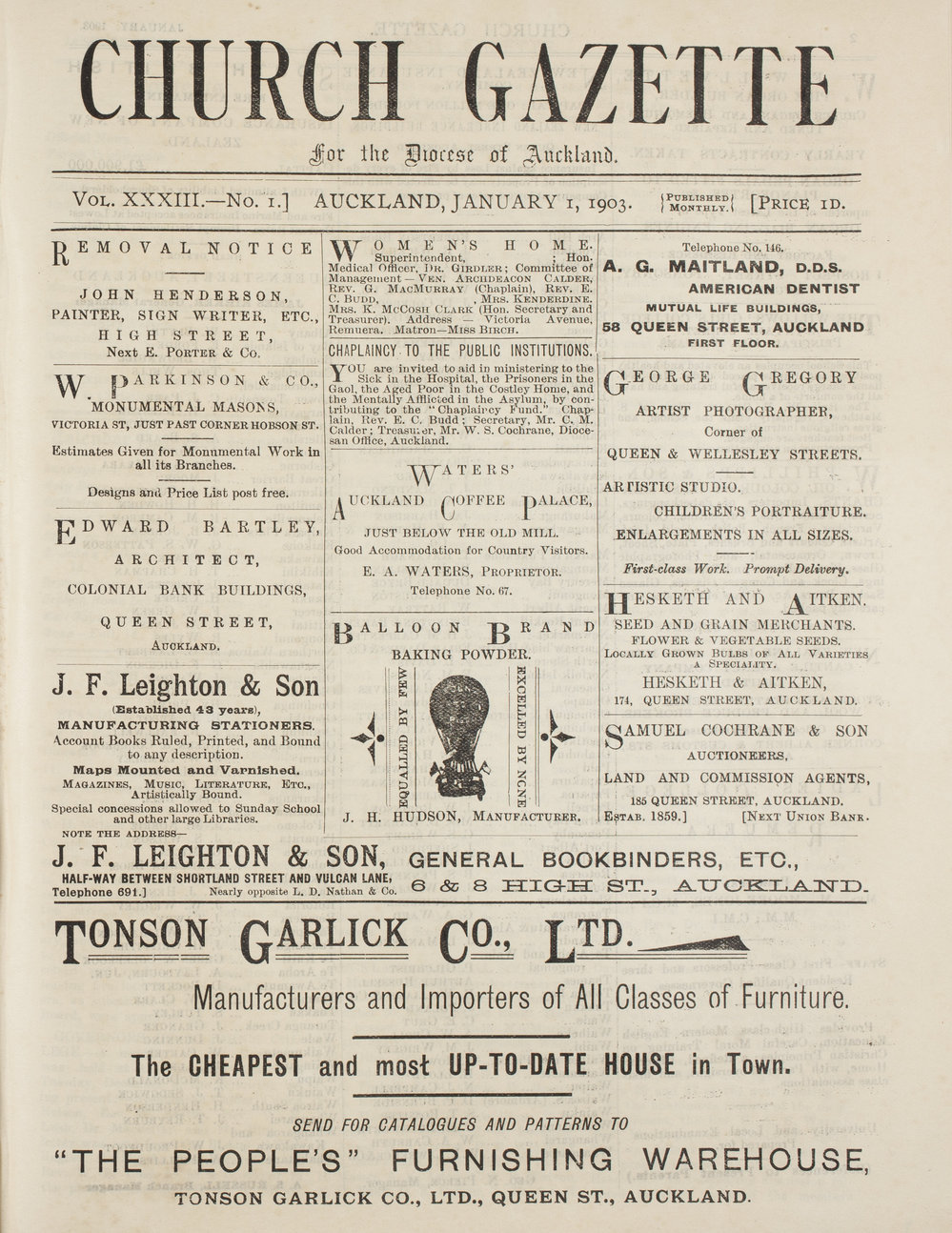 Church Gazette, Auckland: January 1903