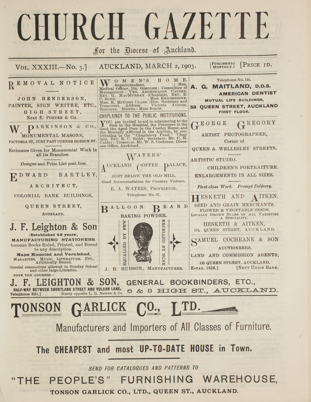 Church Gazette, Auckland: March 1903