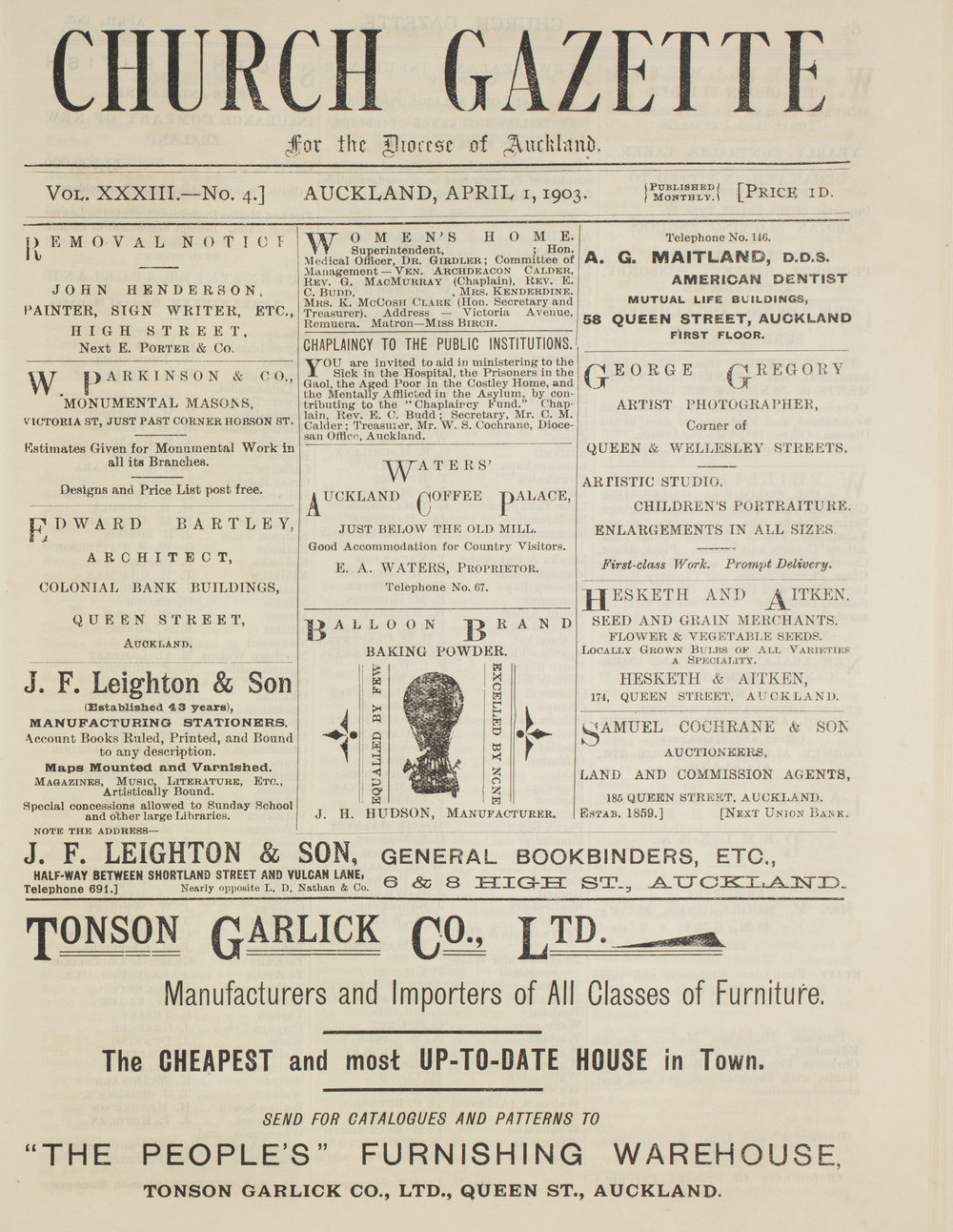 Church Gazette, Auckland: April 1903