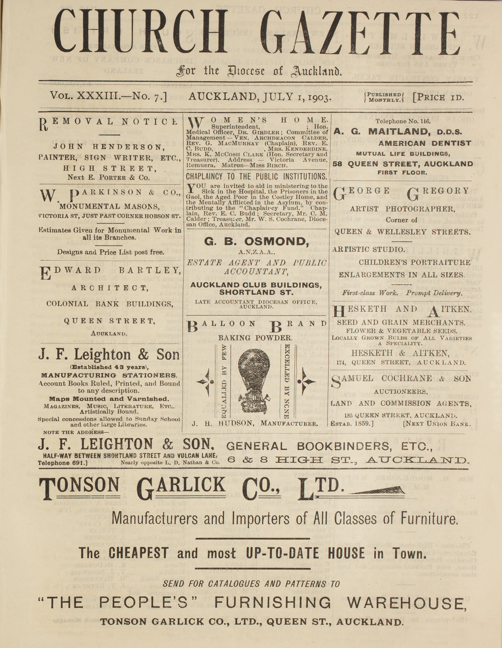 Church Gazette, Auckland: July 1903