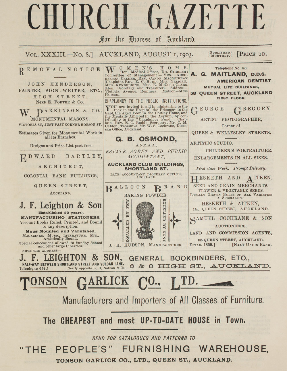 Church Gazette, Auckland: August 1903