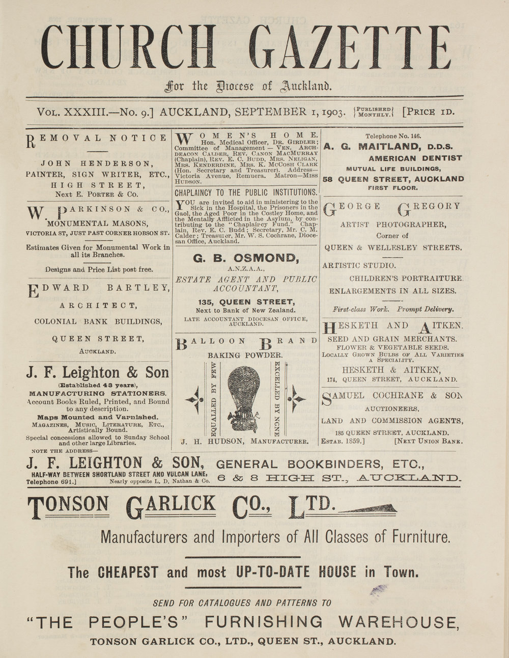 Church Gazette, Auckland: September 1903