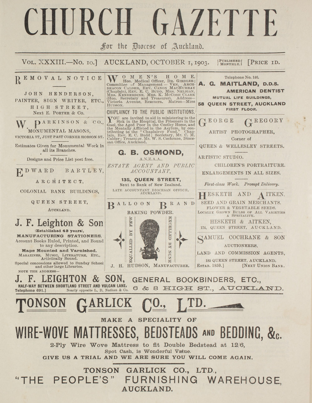 Church Gazette, Auckland: October 1903