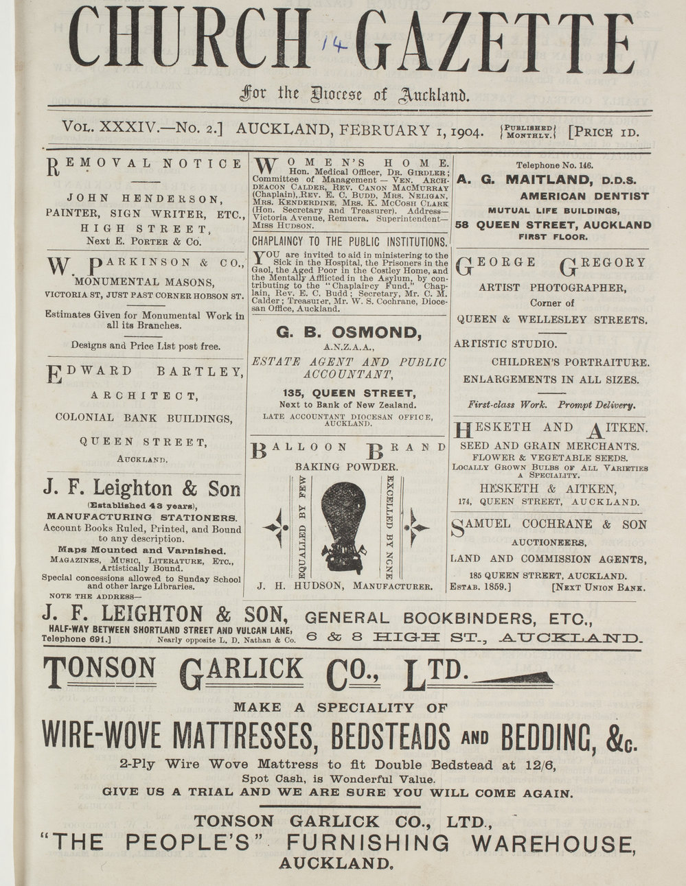 Church Gazette, Auckland: February 1904