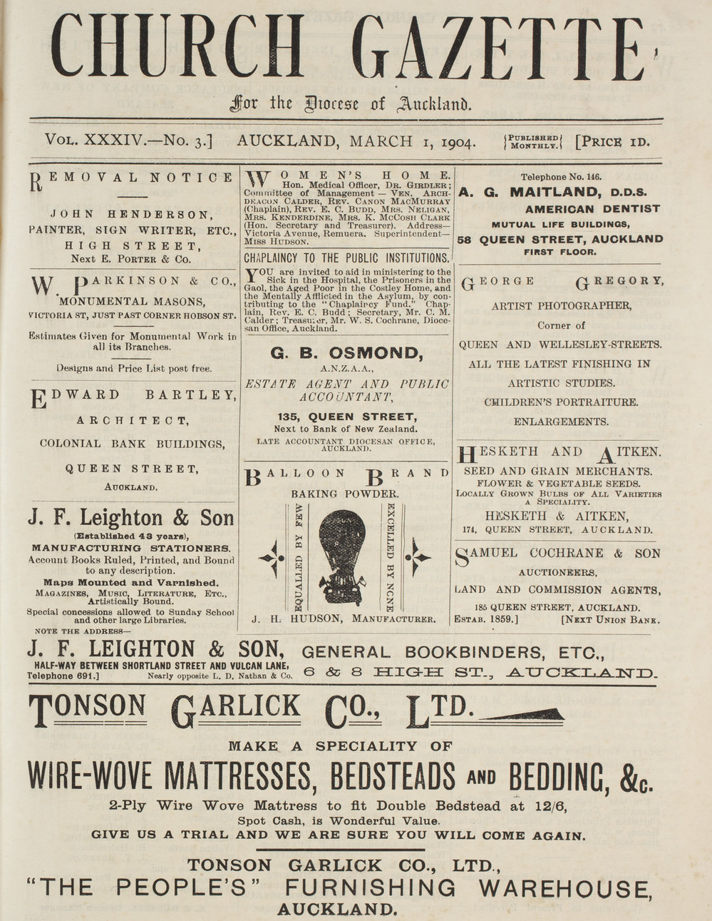 Church Gazette, Auckland: March 1904