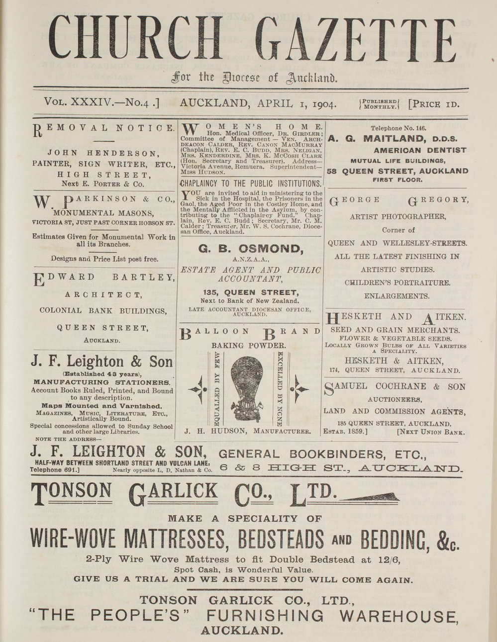 Church Gazette, Auckland: April 1904