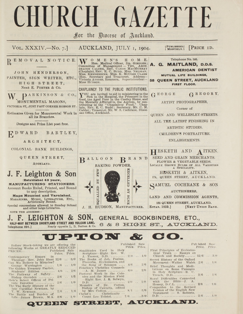 Church Gazette, Auckland: July 1904