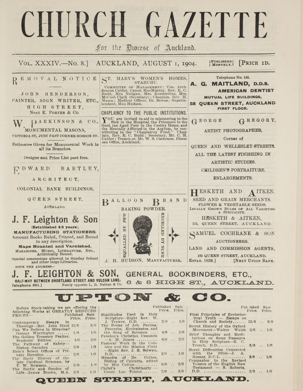 Church Gazette, Auckland: August 1904