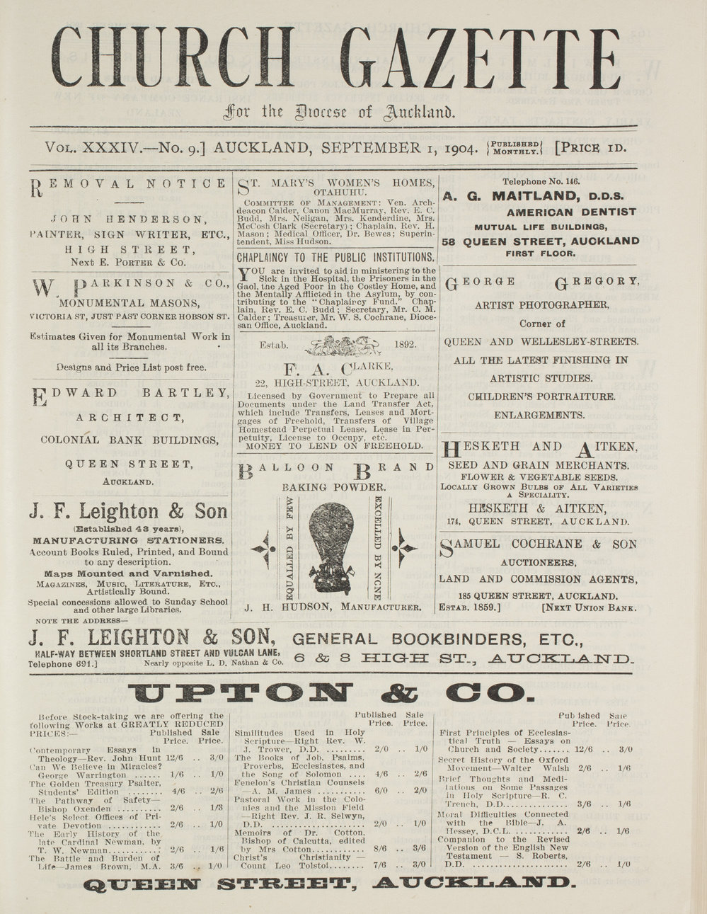 Church Gazette, Auckland: September 1904