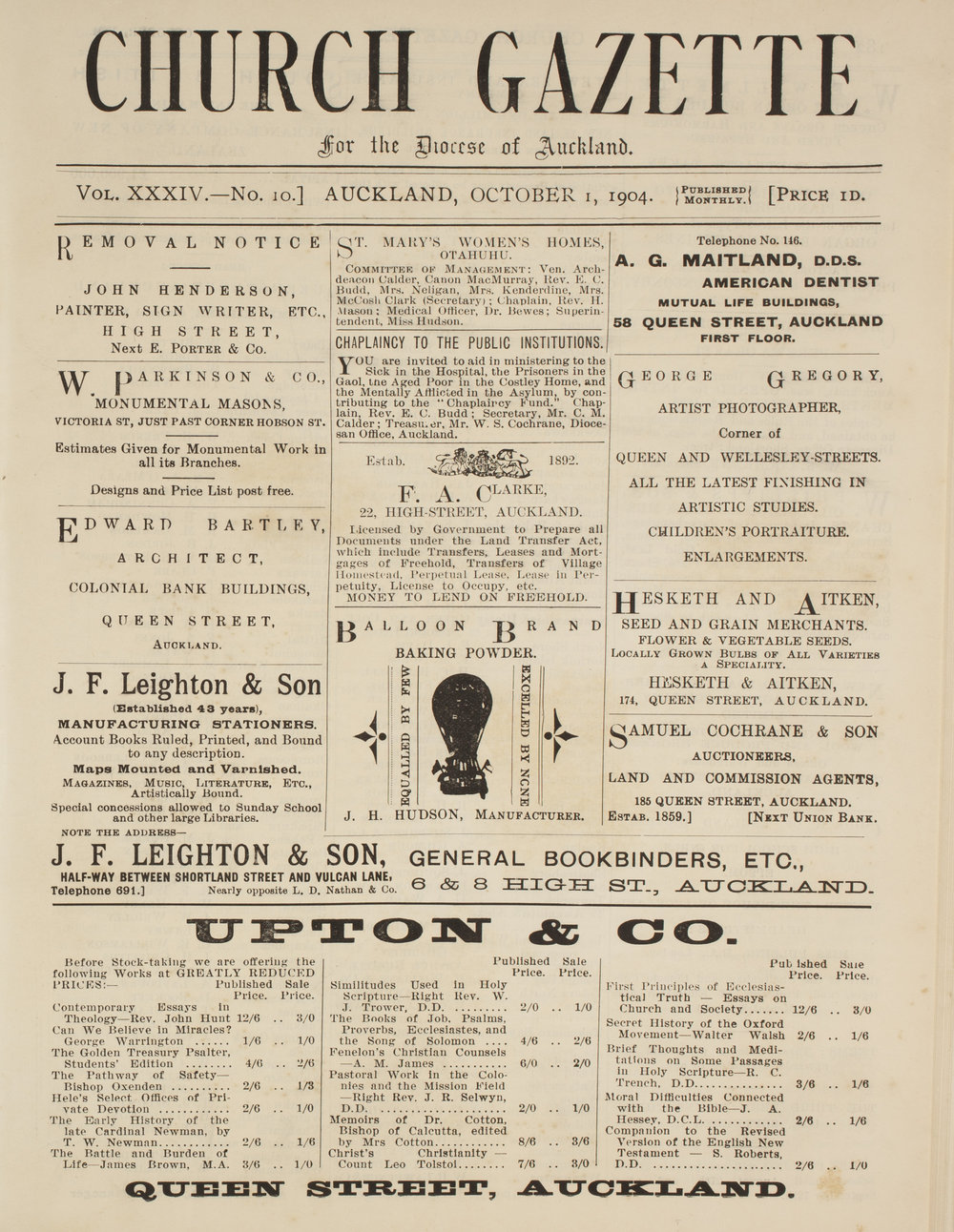Church Gazette, Auckland: October 1904