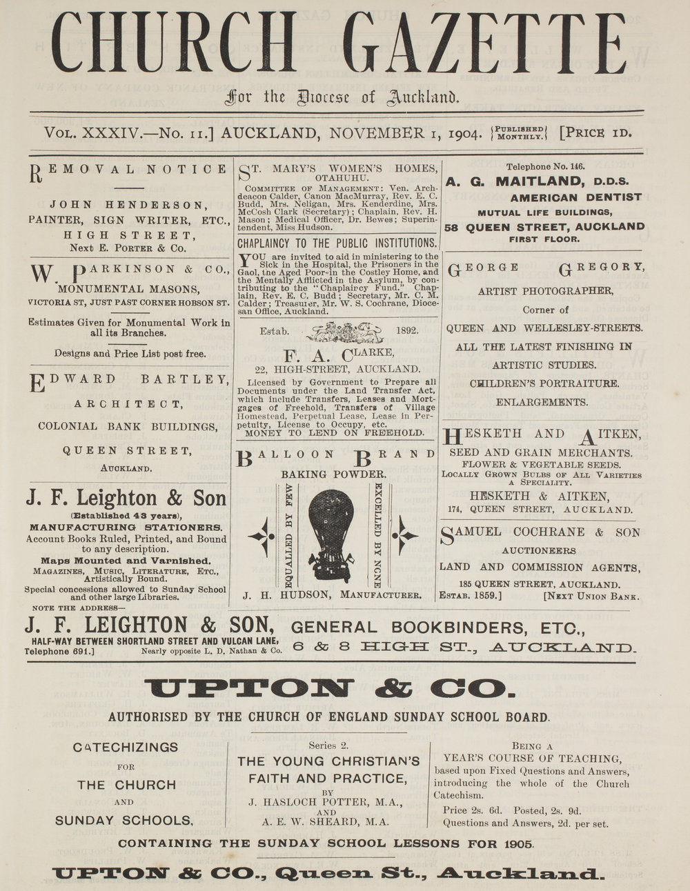 Church Gazette, Auckland: November 1904