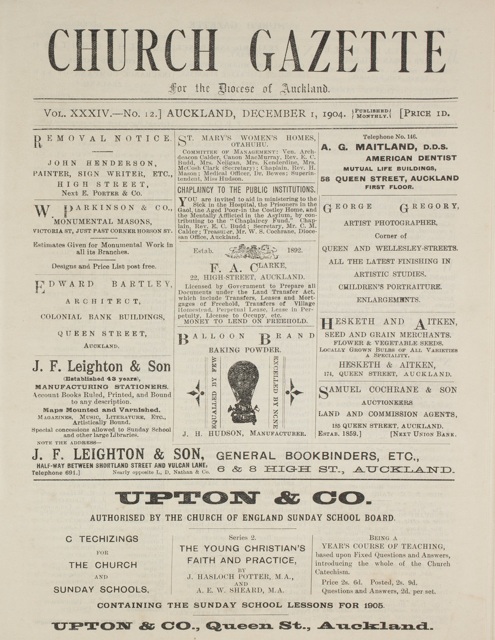 Church Gazette, Auckland: December 1904