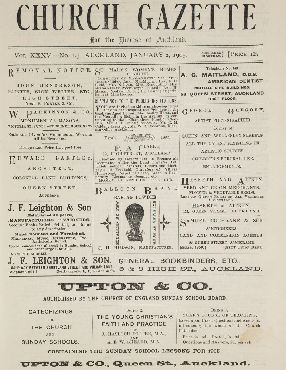 Church Gazette, Auckland: January 1905