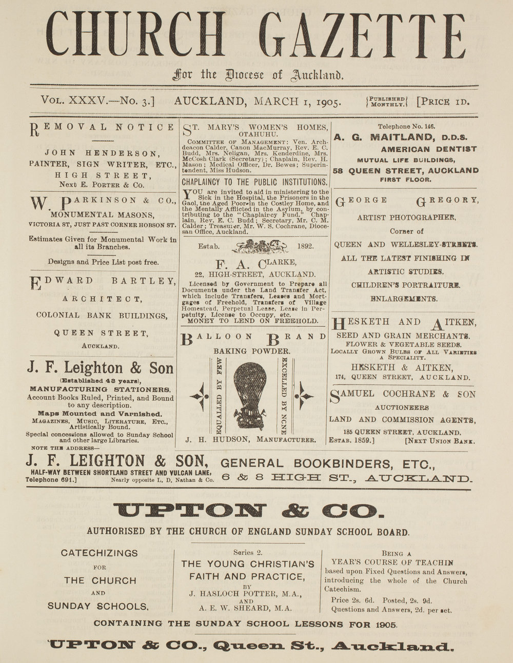 Church Gazette, Auckland: March 1905