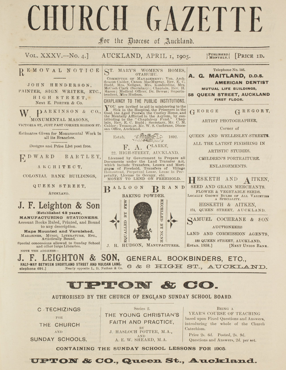 Church Gazette, Auckland: April 1905