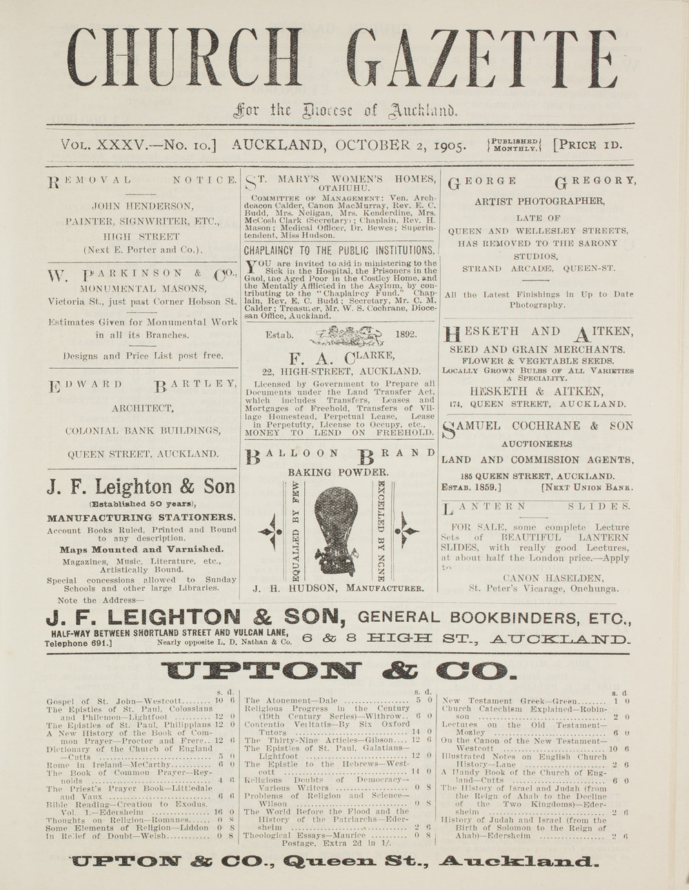 Church Gazette, Auckland: October 1905