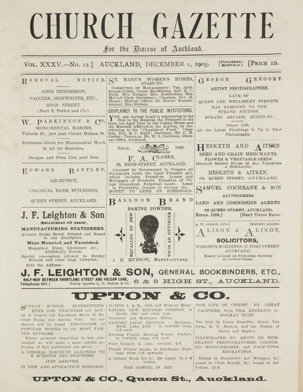 Church Gazette, Auckland: December 1905