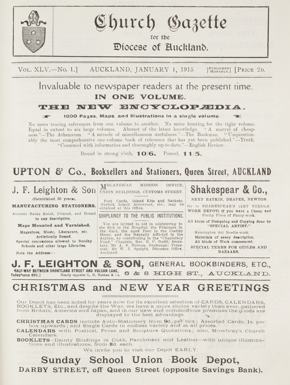 Church Gazette, Auckland: January 1915