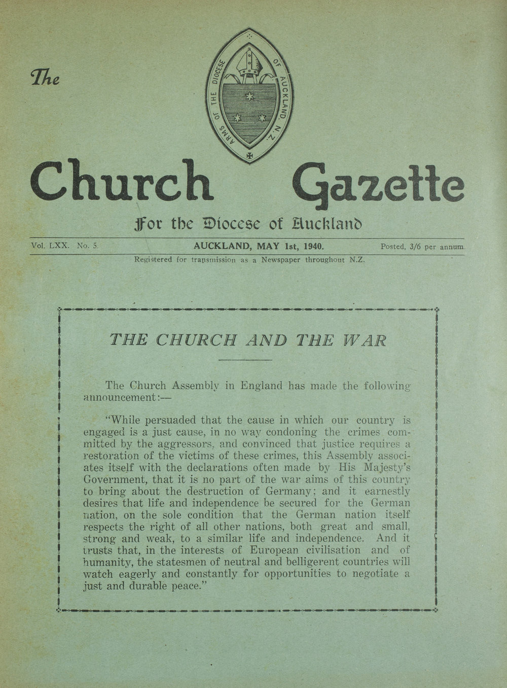 Church Gazette, Auckland: May 1940
