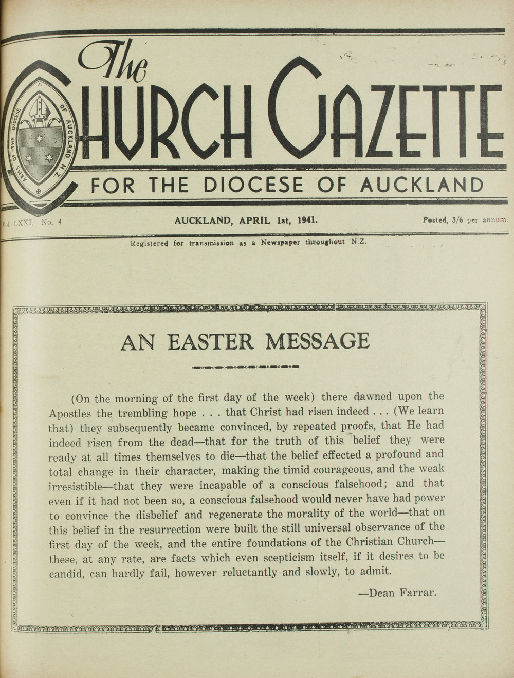 Church Gazette, Auckland: April 1941
