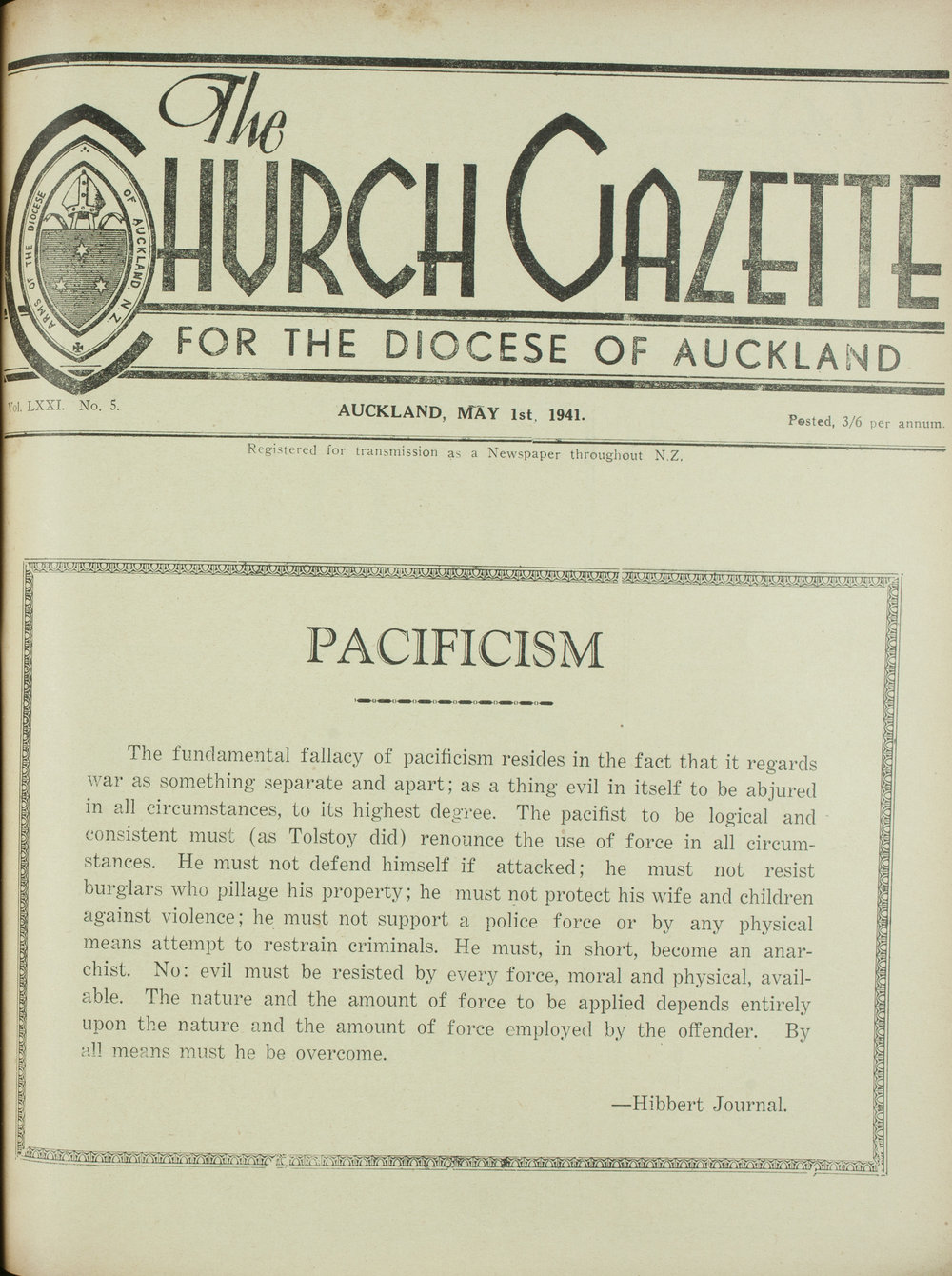 Church Gazette, Auckland: May 1941