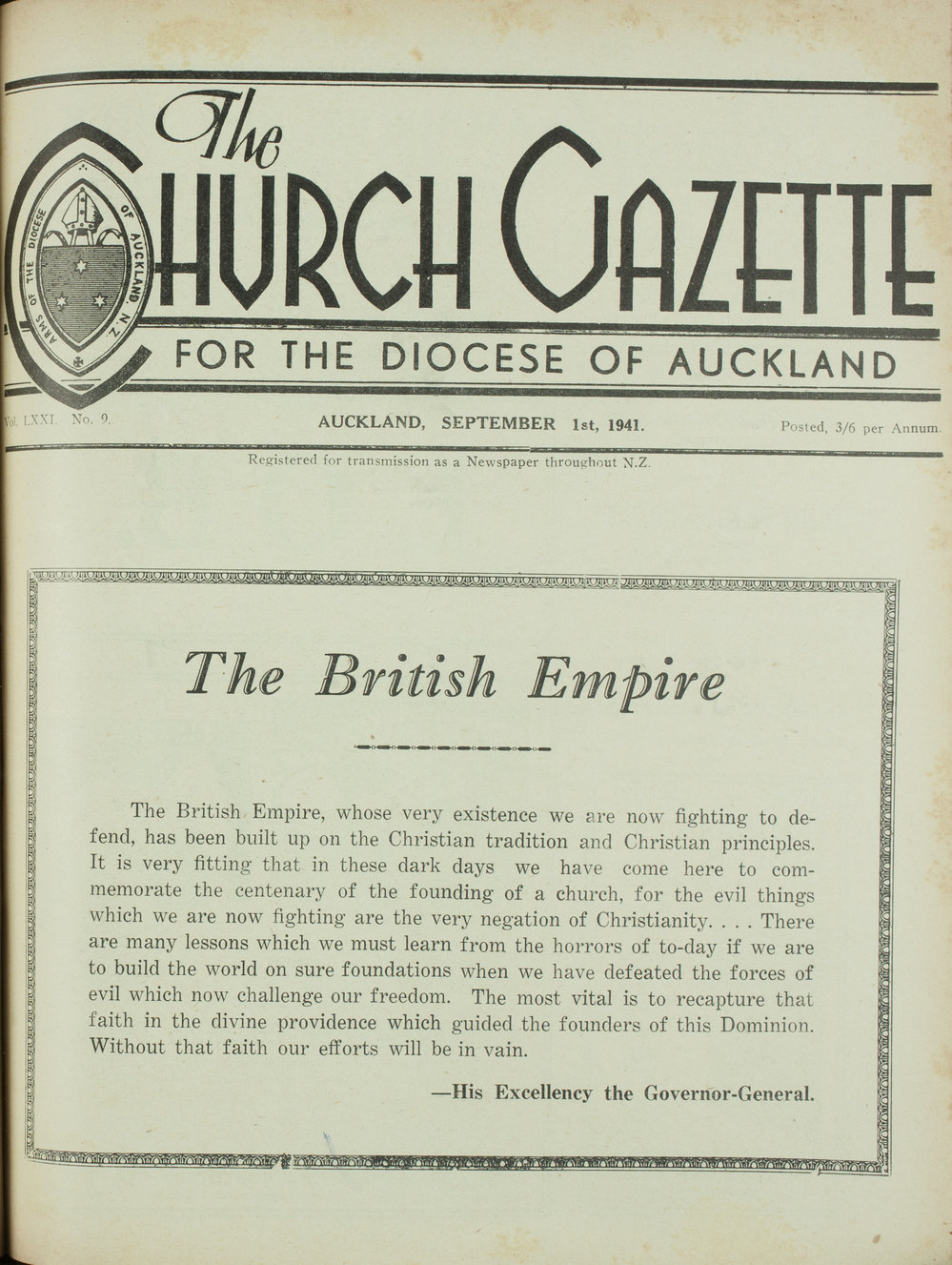 Church Gazette, Auckland: September 1941