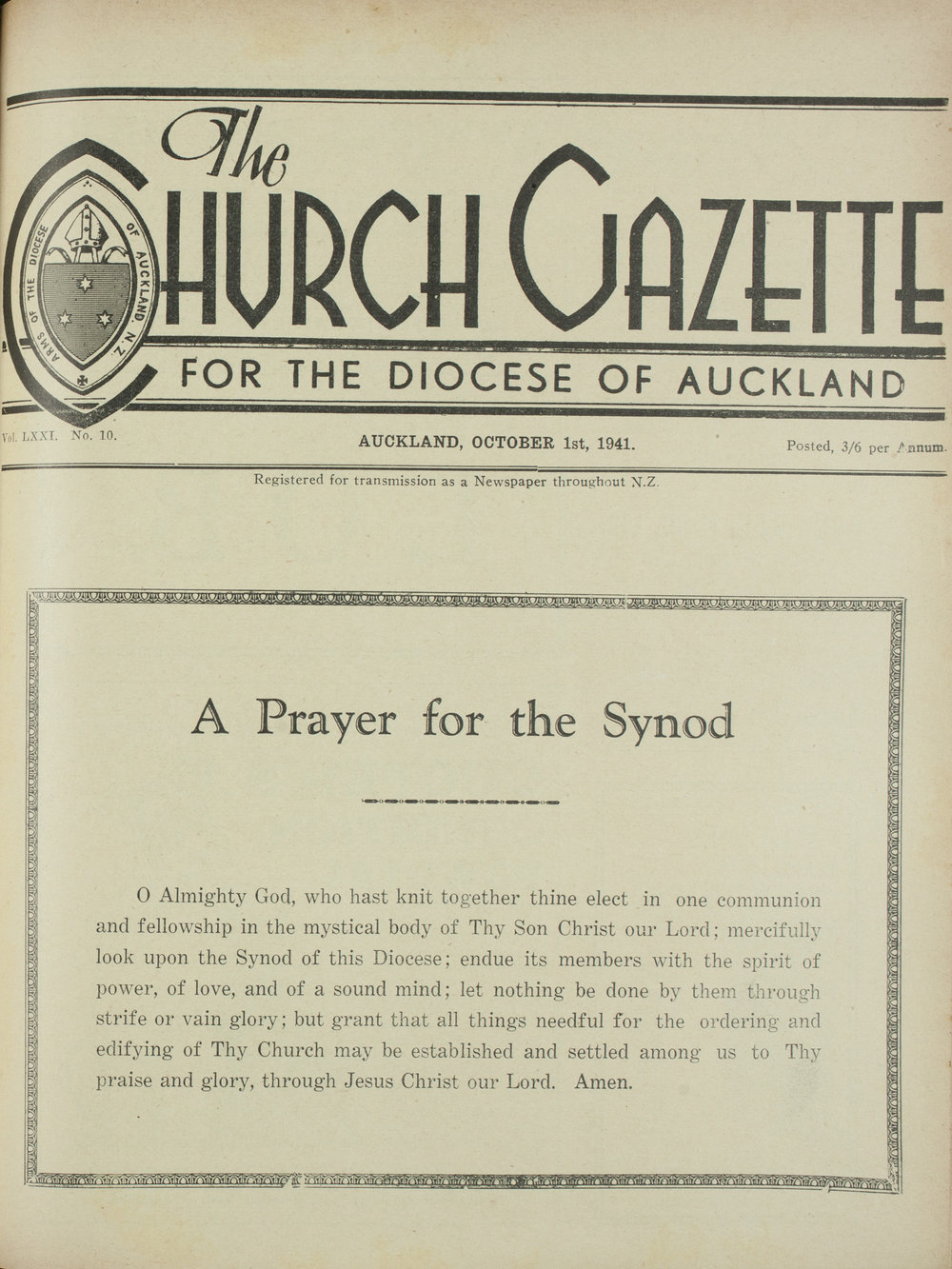 Church Gazette, Auckland: October 1941