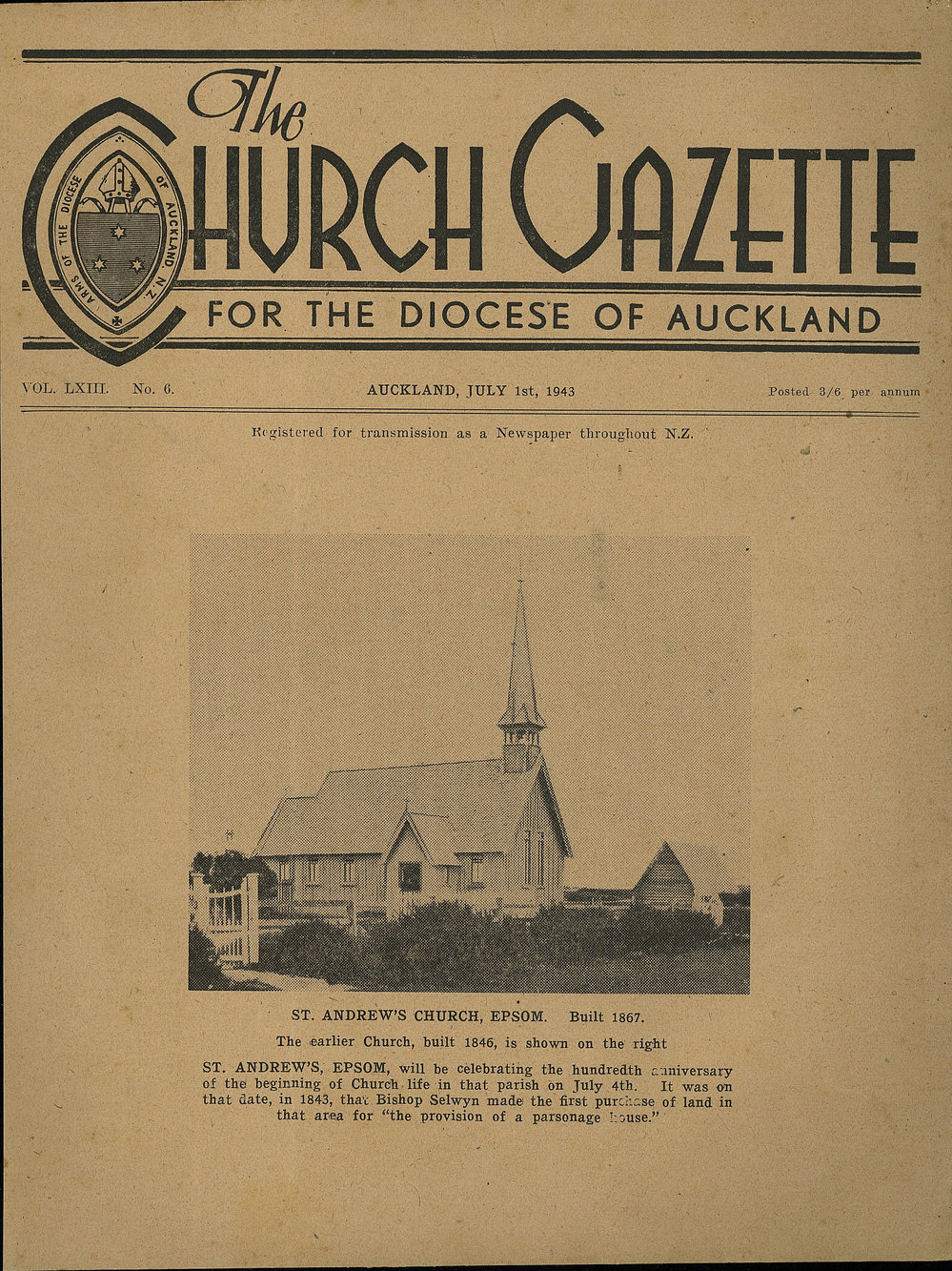 Church Gazette, Auckland: July 1943