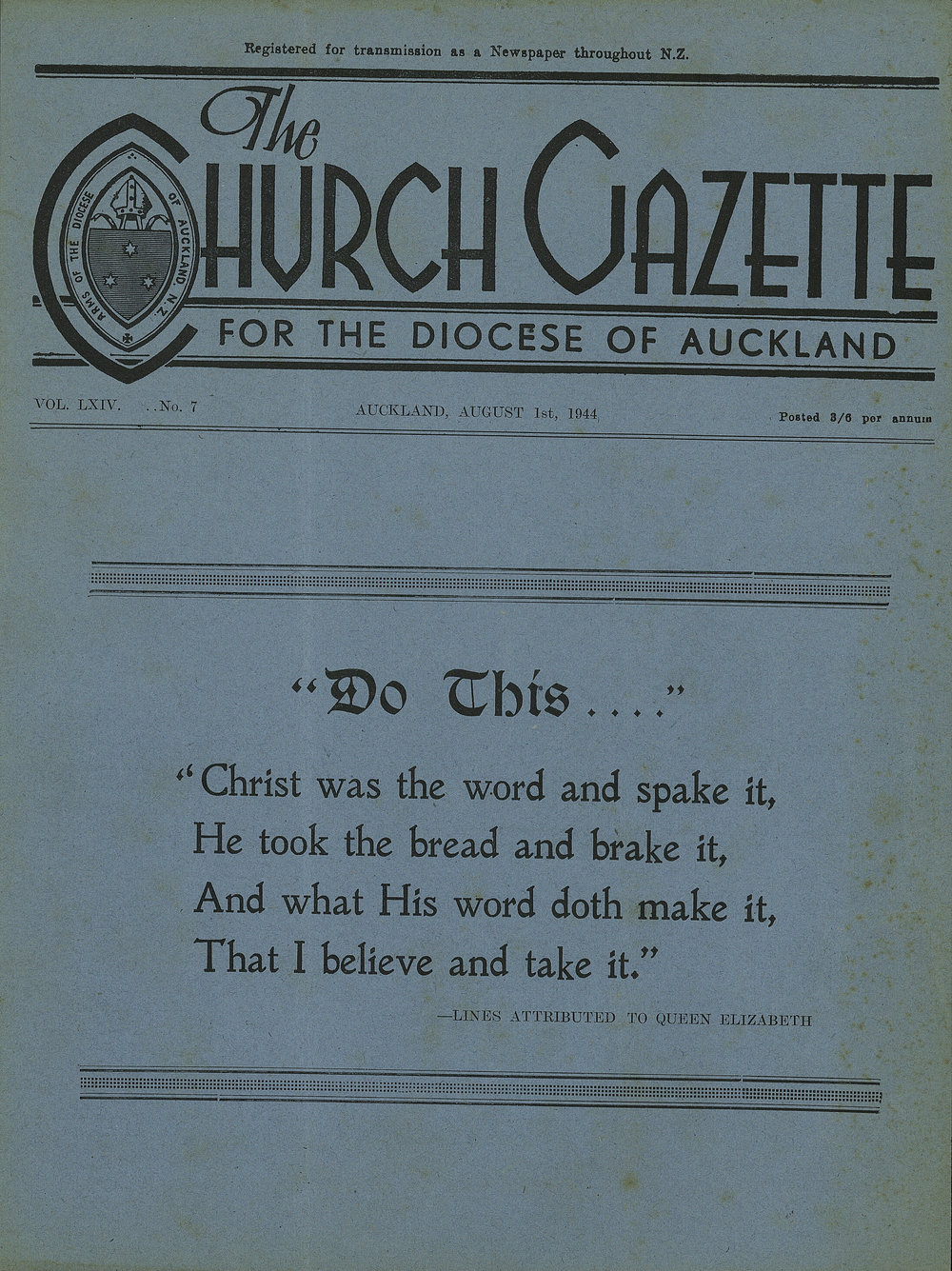 Church Gazette, Auckland: August 1944