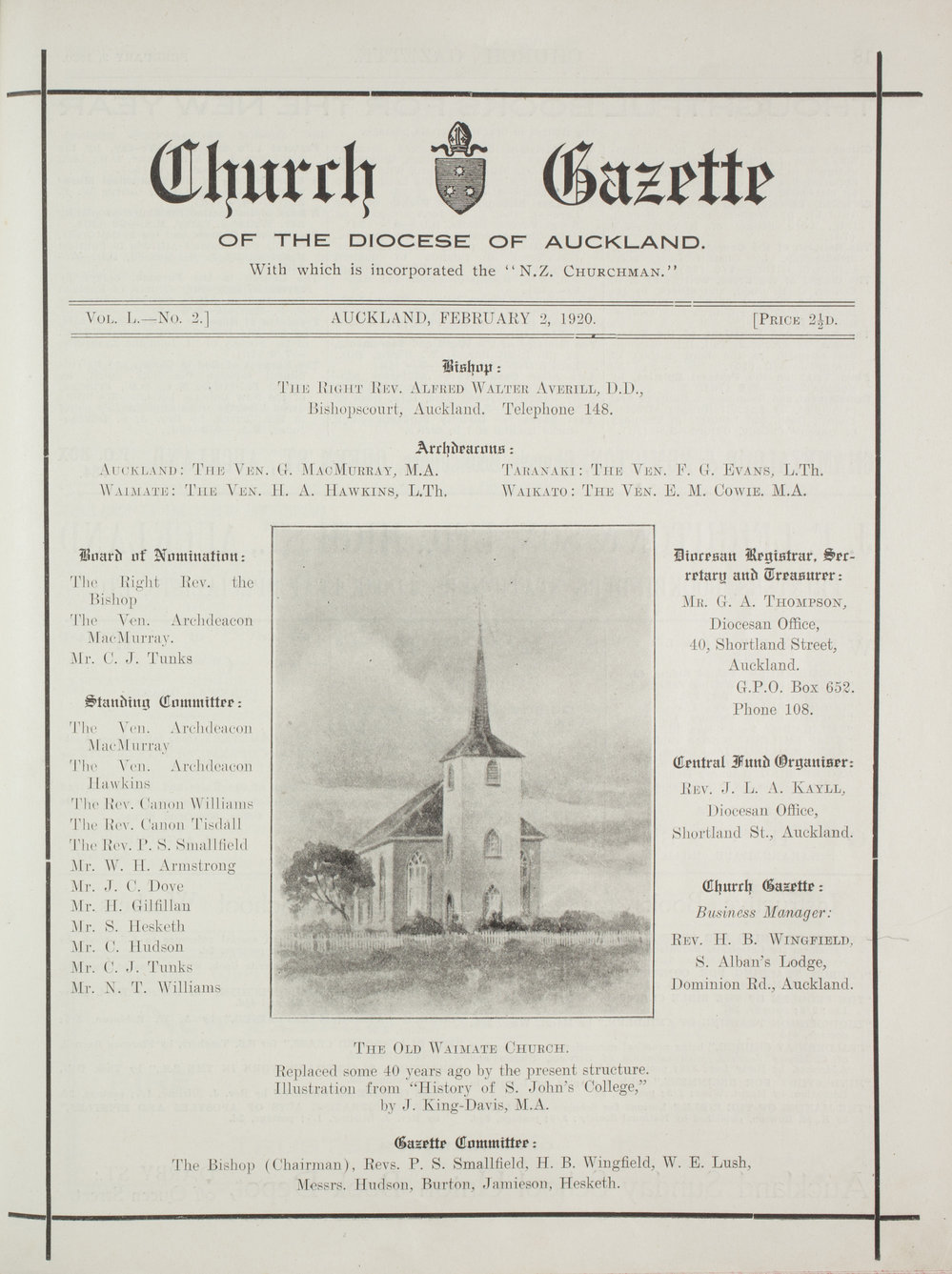 Church Gazette, Auckland: February 1920