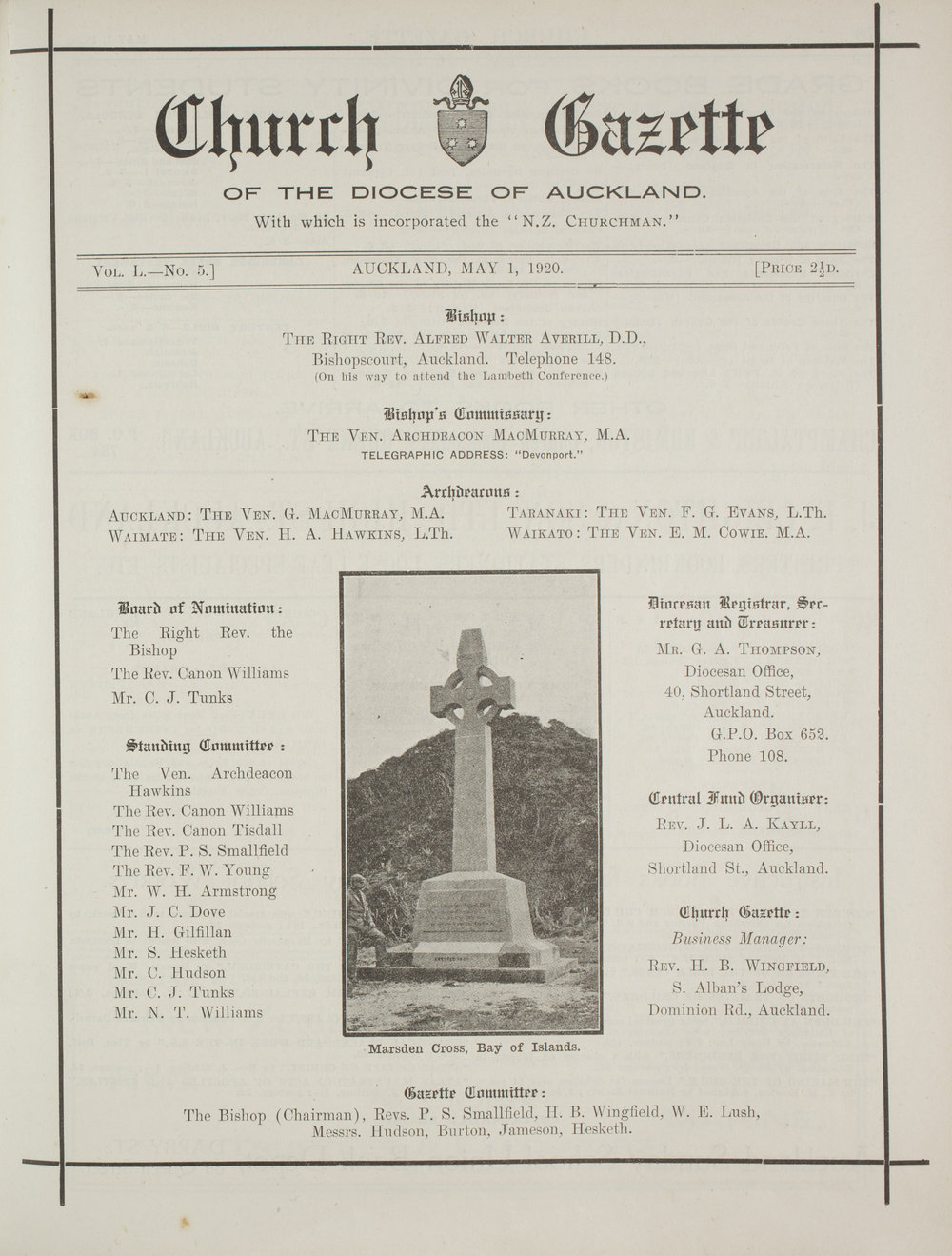 Church Gazette, Auckland: May 1920