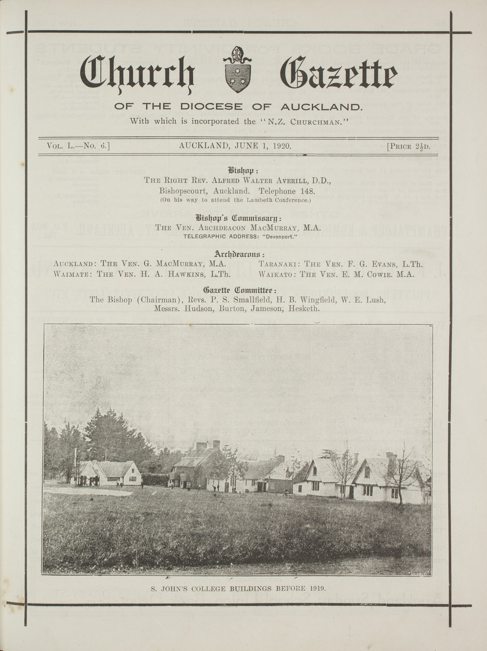 Church Gazette, Auckland: June 1920