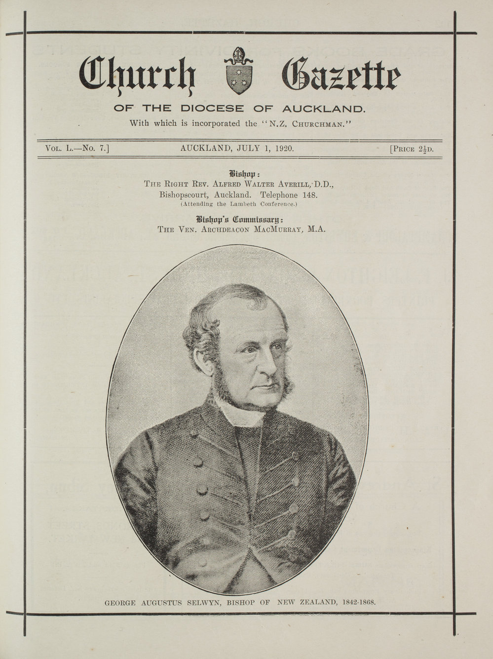 Church Gazette, Auckland: July 1920