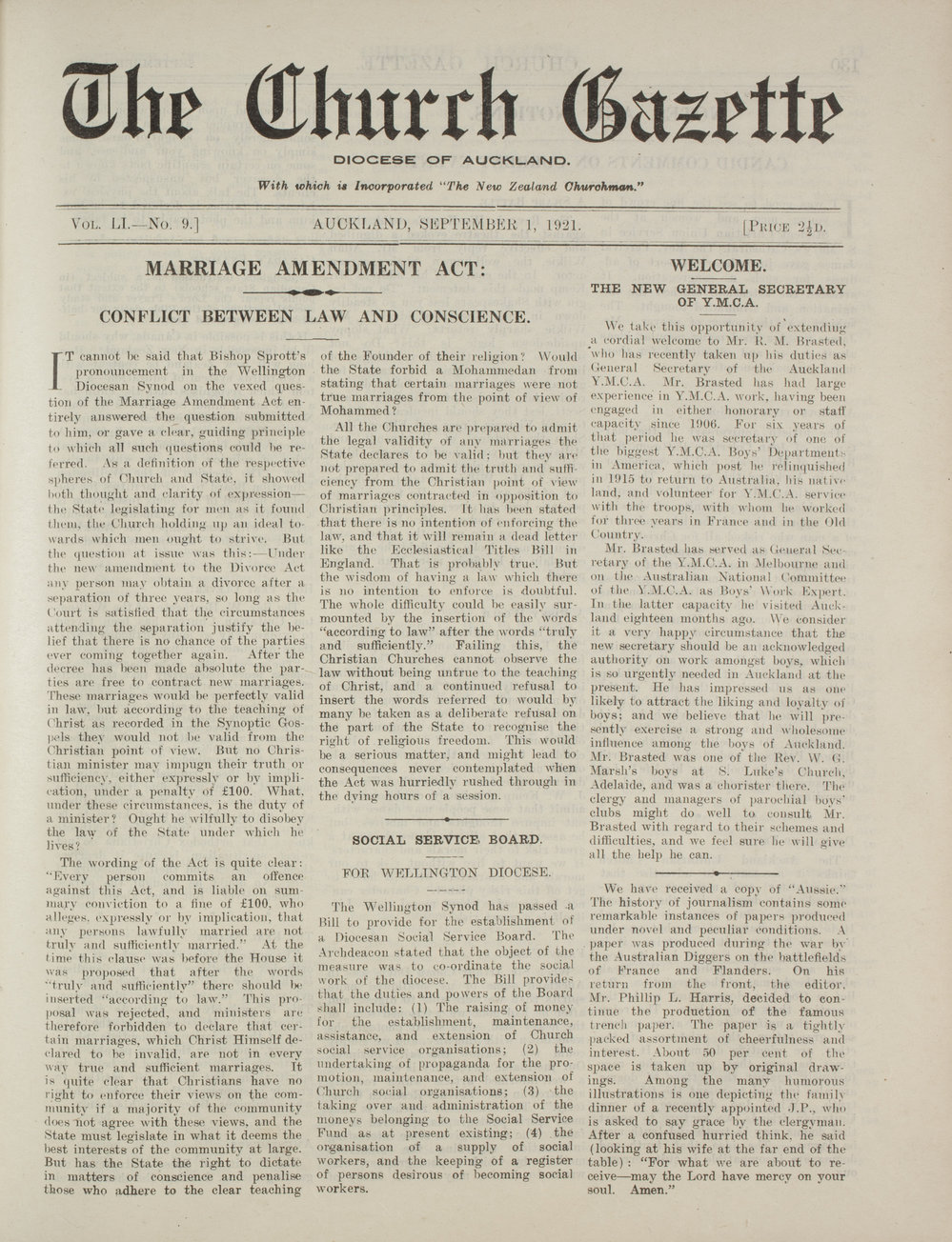 Church Gazette, Auckland: September 1921
