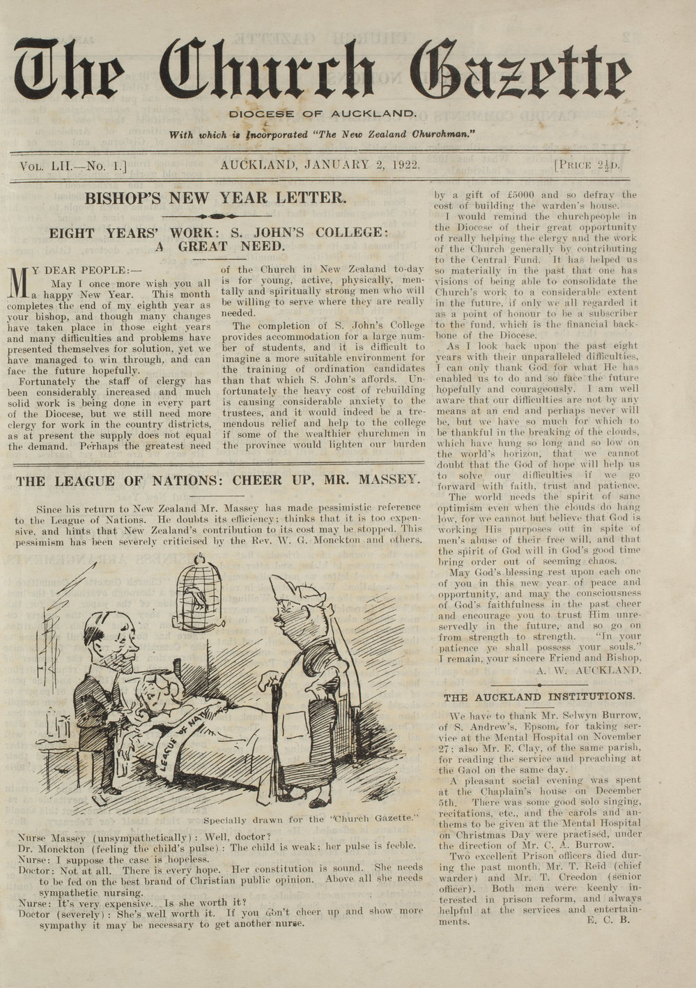 Church Gazette, Auckland: January 1922