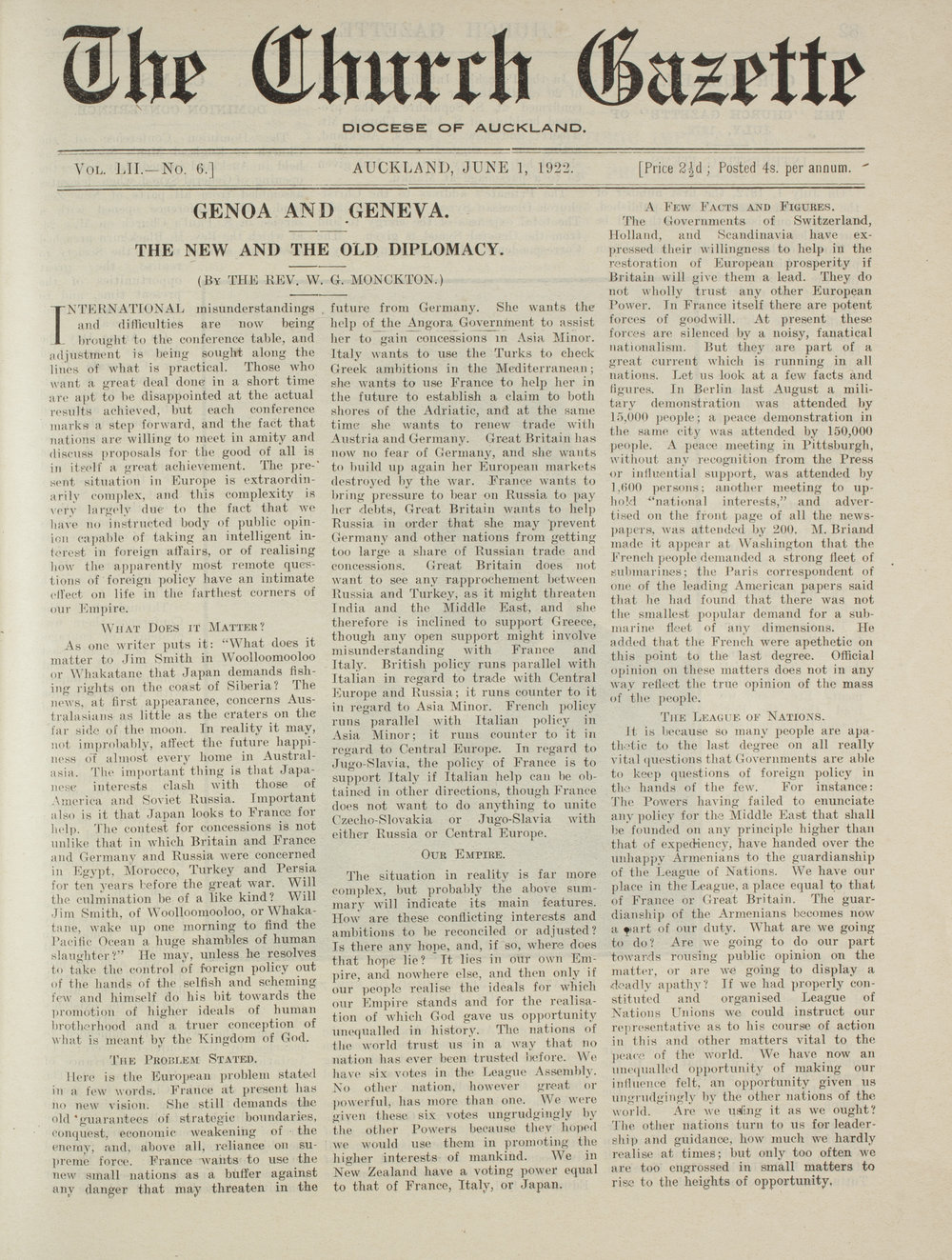 Church Gazette, Auckland: June 1922