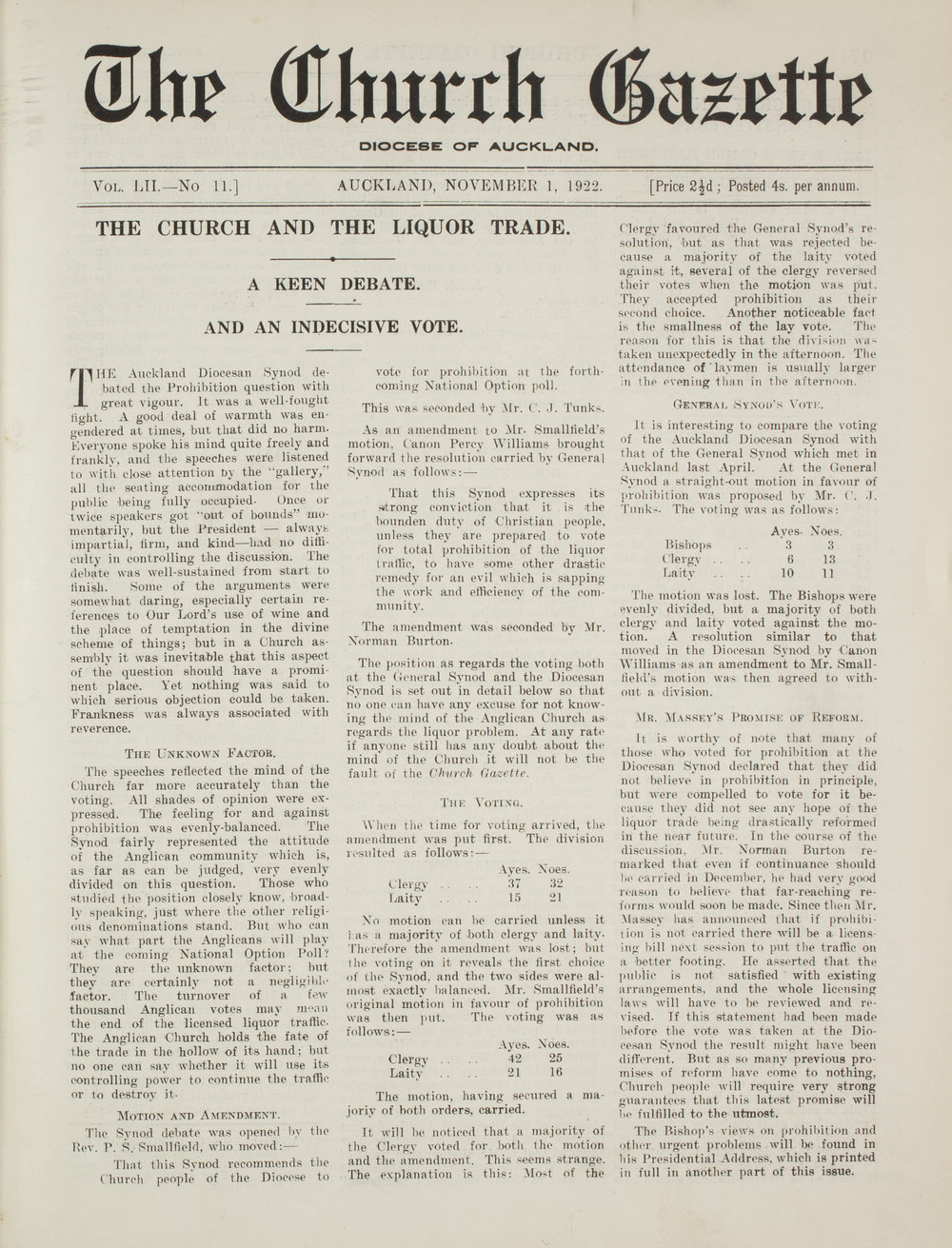 Church Gazette, Auckland: November 1922