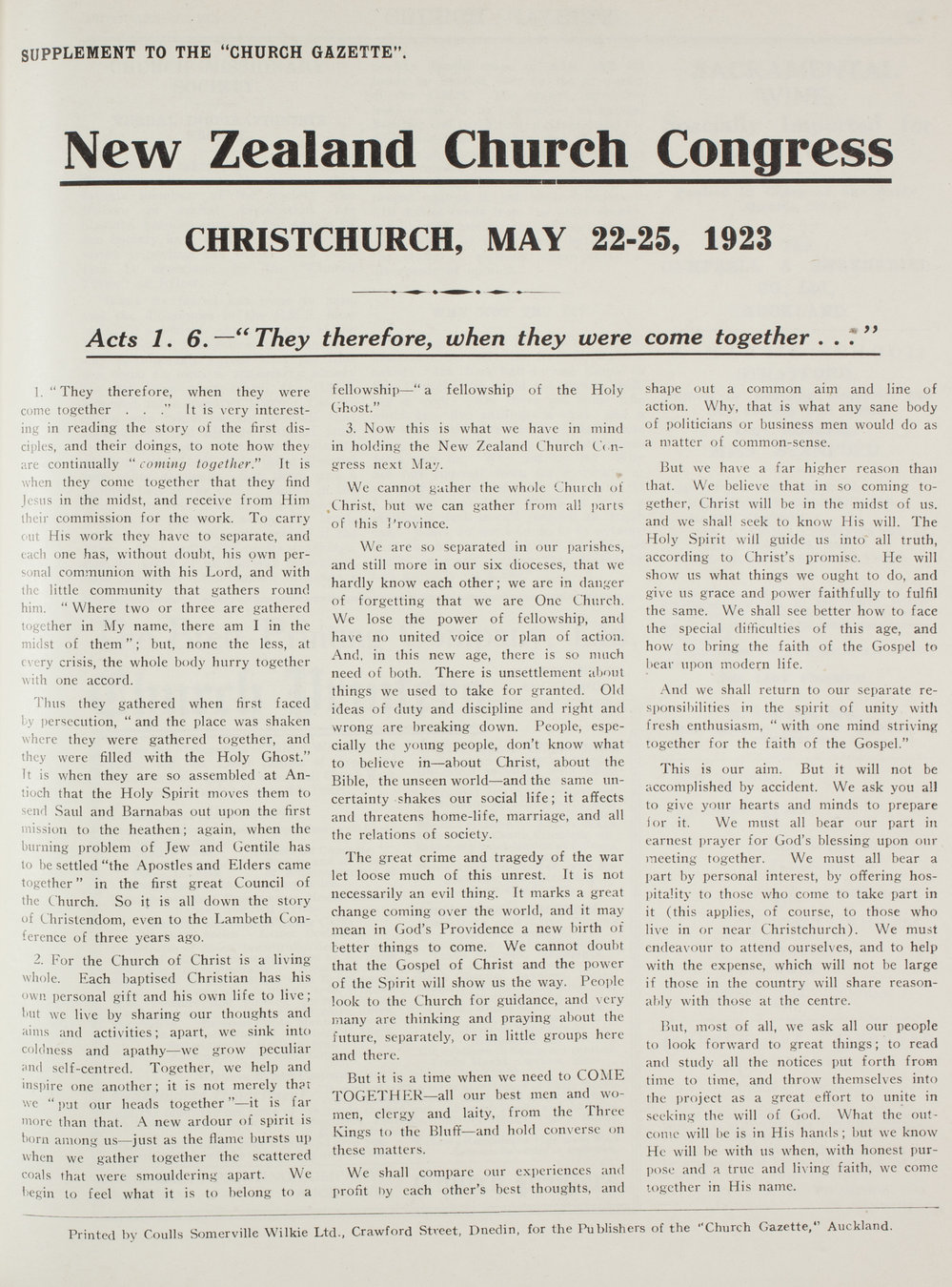 Church Gazette, Auckland: February 1923 Supplement