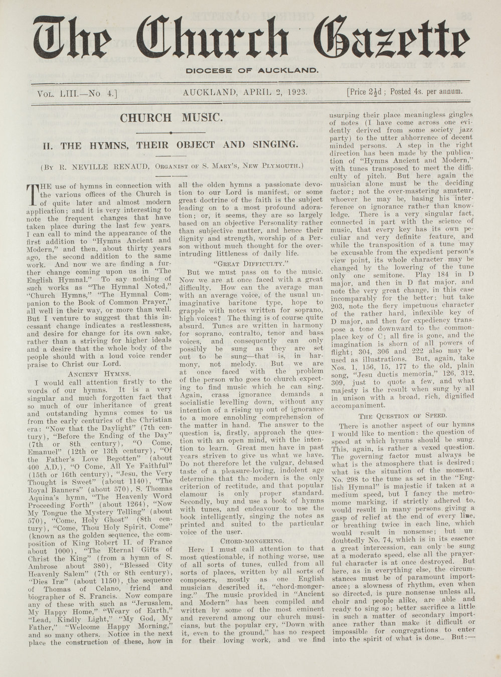 Church Gazette, Auckland: April 1923