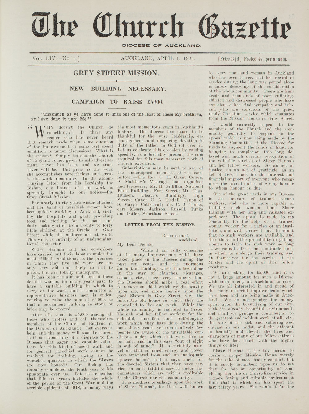 Church Gazette, Auckland: April 1924