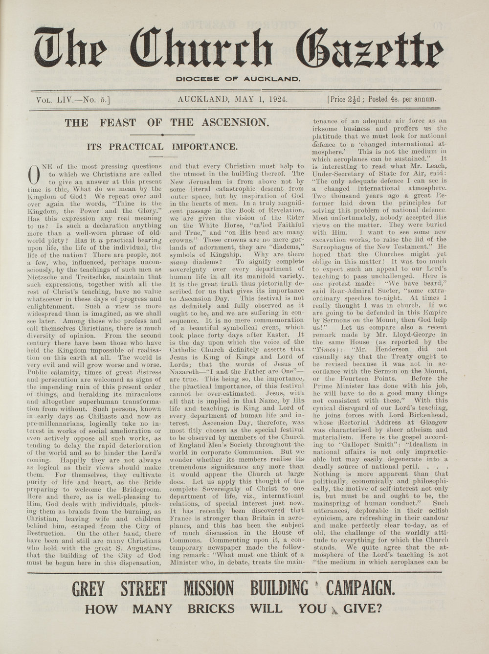Church Gazette, Auckland: May 1924