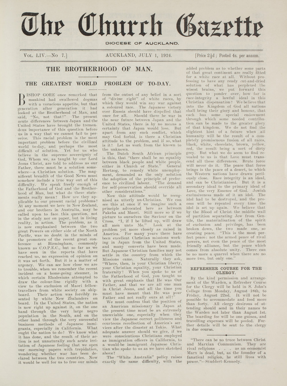 Church Gazette, Auckland: July 1924