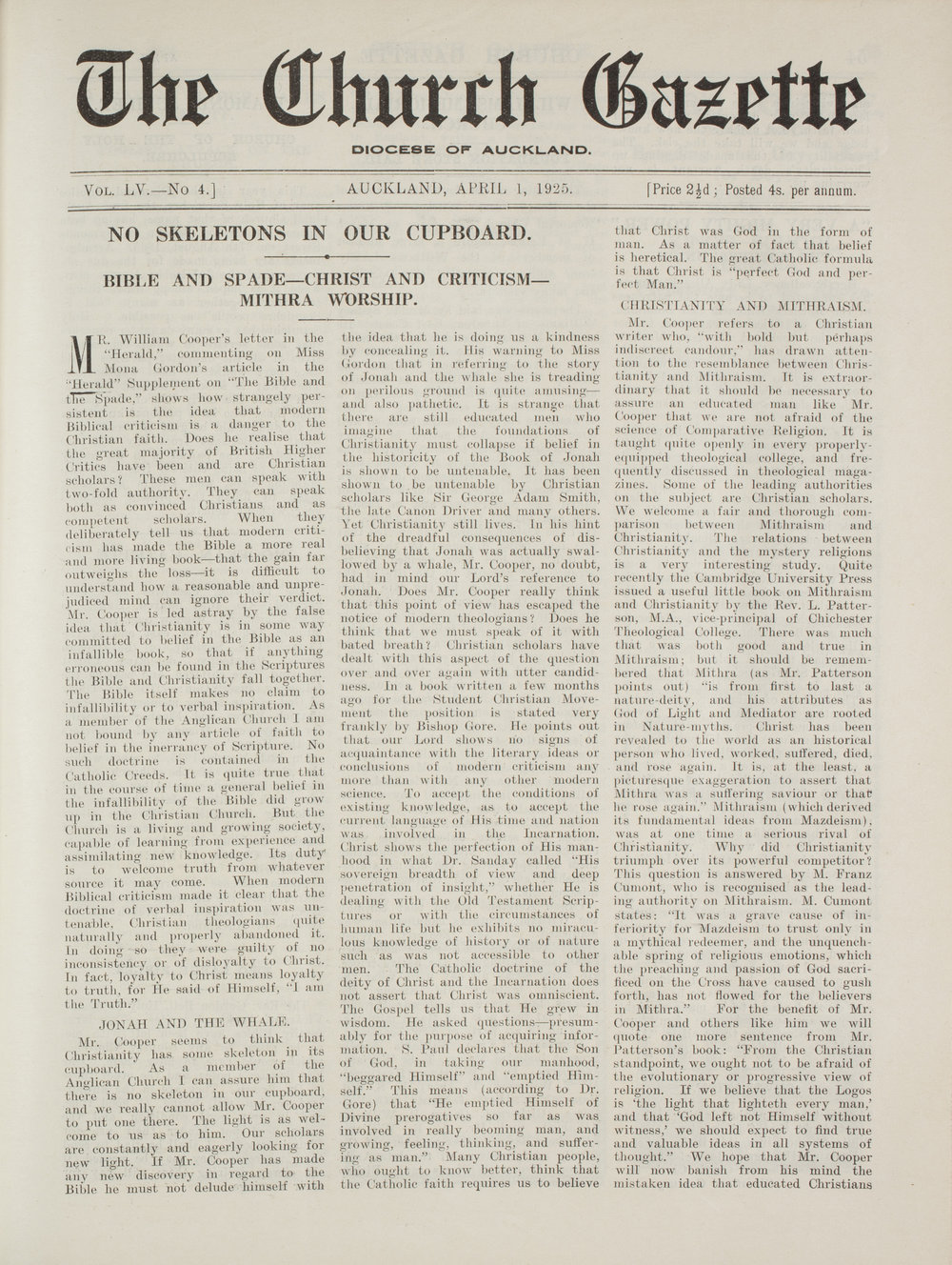 Church Gazette, Auckland: April 1925